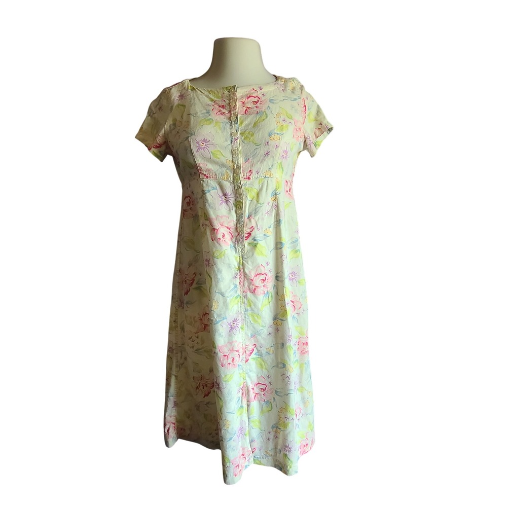 Romantic Liz Claiborne Lizwear Petite Floral Button Front Midi Dress Womens 10 P
